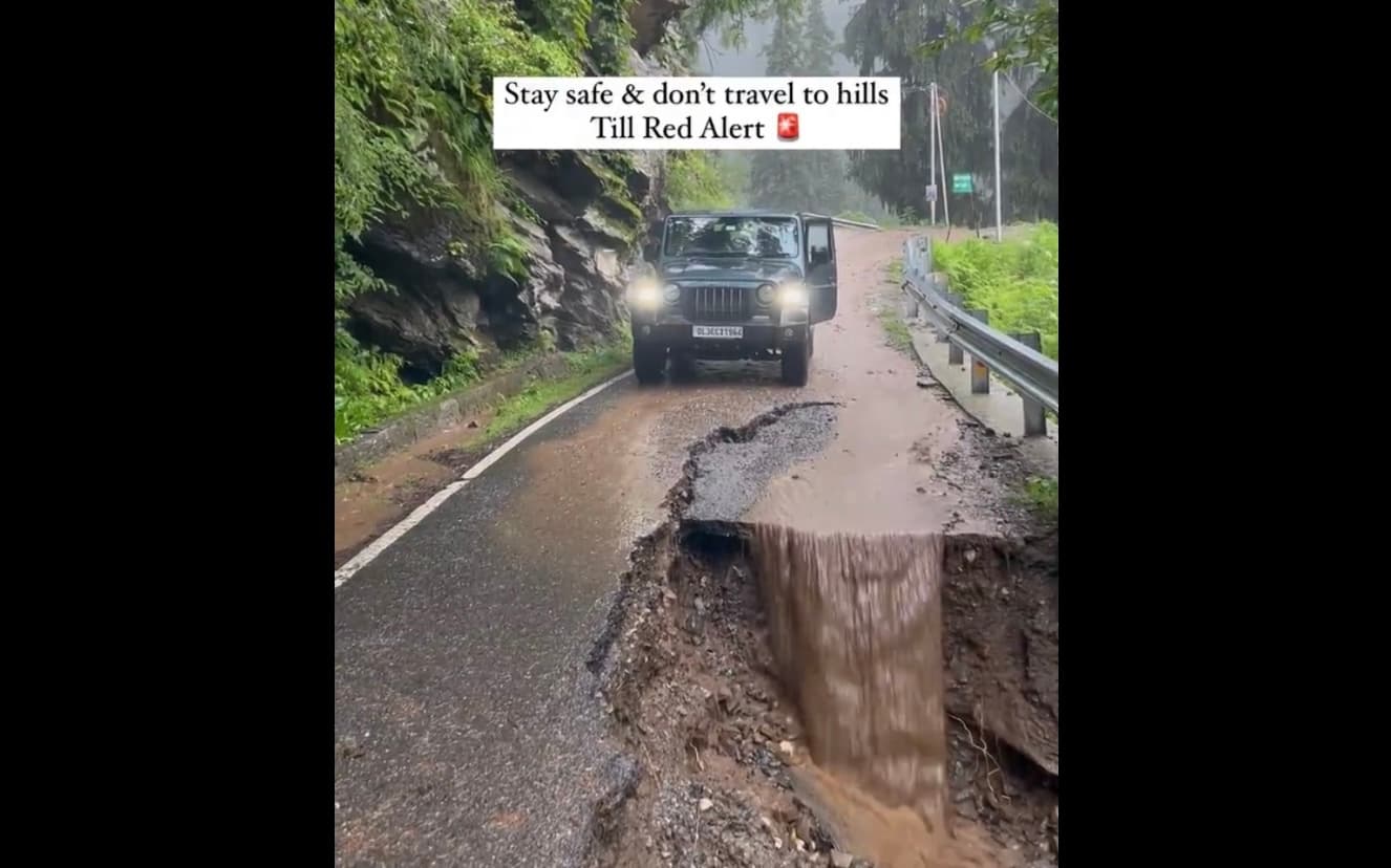 Broken road in the mountains.