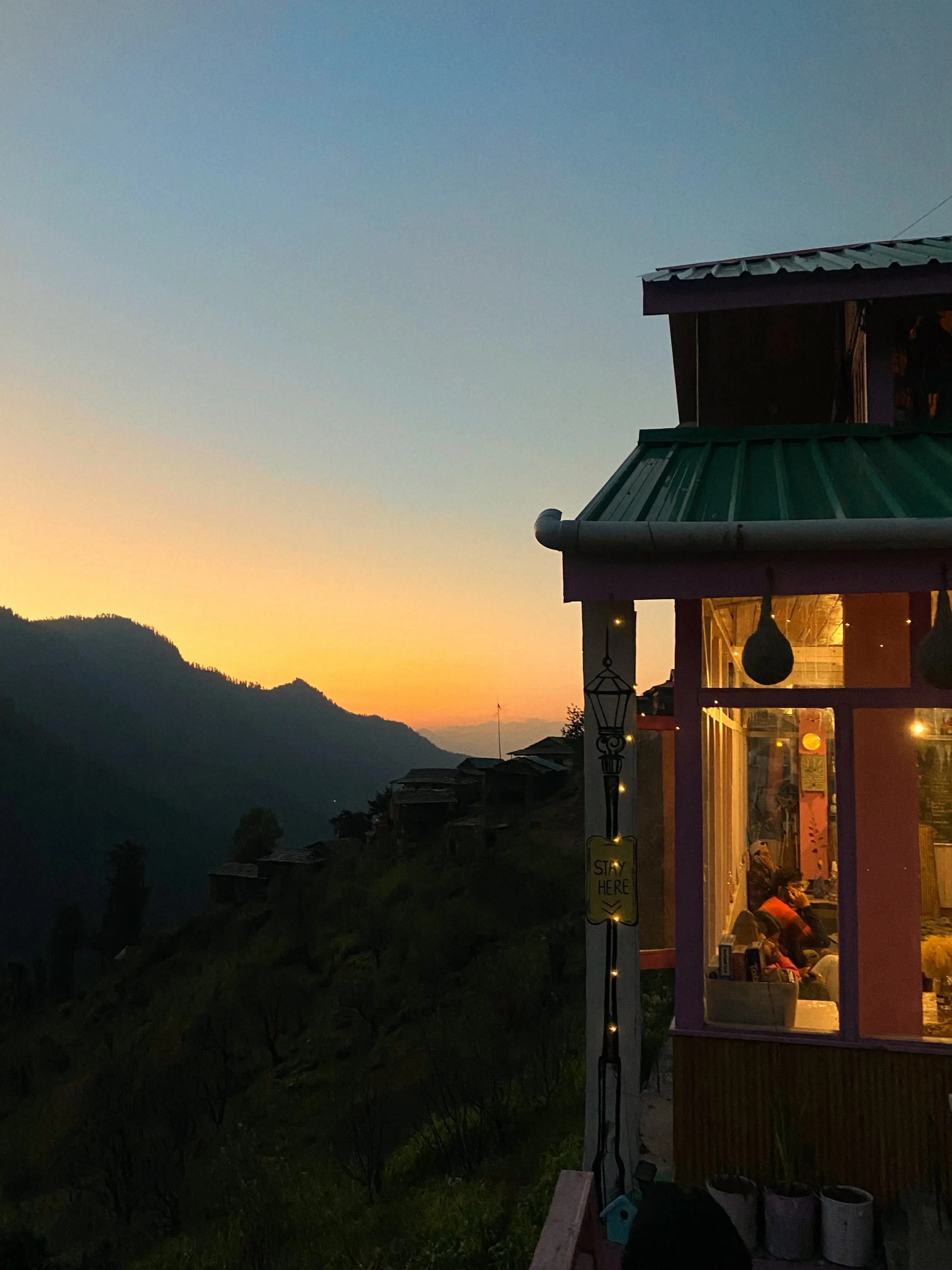 A picture of sunset from Ghar.1964 cafe in Shoja.